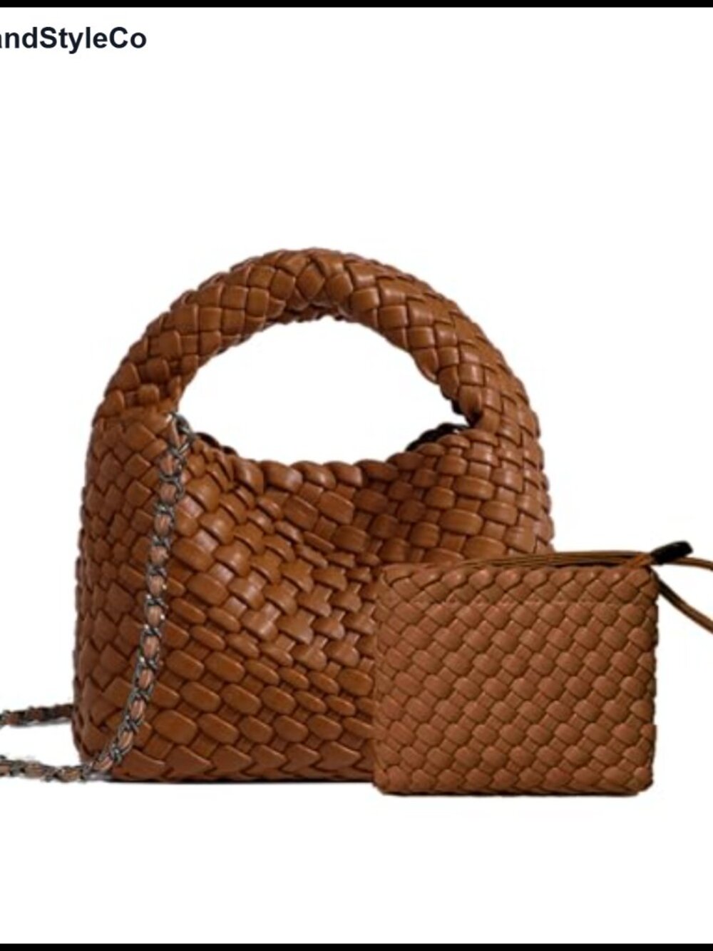 Woven Bucket Bag Vegan Leather Mini Handbag Crossbody Shoulder Purse Tote